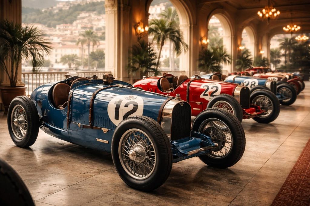 découvrez l'exposition euroantic présentant les voitures anciennes bugatti type 35 qui ont participé au grand prix de monaco en 1929, une plongée unique dans l'histoire du sport automobile.