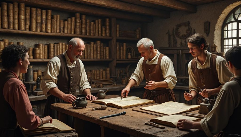 découvrez comment les guildes ont joué un rôle crucial dans la préservation et la transmission des savoirs antiques à travers les siècles.