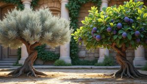 découvrez l'histoire et la symbolique antique de l'olive et du figuier, deux arbres emblématiques du jardin traditionnels et méditerranéens.